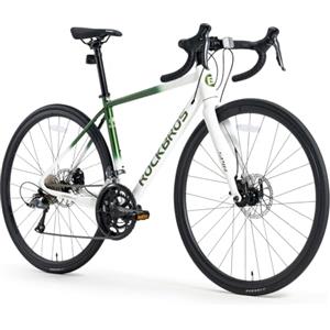 ROCKBROS SPIN W2M Bicicletta da Strada, Telaio in Alluminio 28 Pollici 700C, Bici da Corsa Cambio Claris 2x8 Velocità con Freni a Disco Meccanici, per Uomo Donna Pendolari Turismo, Verde, L