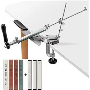 MOVIRON RUIXIN PRO RX008 Affilacoltelli professionale con 7 pietre per affilare, rotazione a 360° design a vibrazione ad angolo fisso in acciaio inox da cucina chef kit affilatura utensili per sistema di