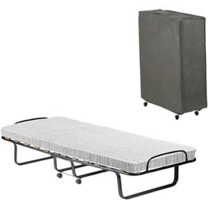 Talamo Italia Dmora Talamo Italia Letto Pieghevole Deva, Brandina con Rete 12 doghe, Materasso, Lettino salvaspazio, 100% Made in Italy, 80x190h37 cm, Cover Protettiva Inclusa, Bianco, 190 cm