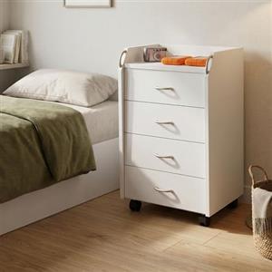 Dmora cassettiera con ruote, 4 cassetti, 40 x 36 x 65 cm, mobile per ufficio, Bianco