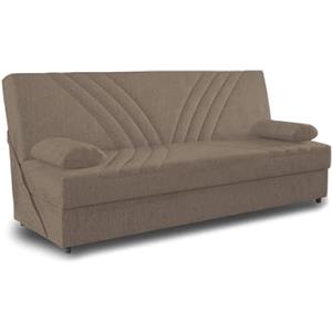 Dmora Divano Letto 3 posti Ramon, Divano Contenitore 2 Cuscini Inclusi, Sofà da Soggiorno in Tessuto con Apertura Click-clack, 181x81h88 cm, Beige