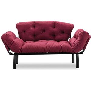 Dmora Divano Letto 2 Posti Zeeusis 155x70 cm Rosso Contenitore Reclinabile, Braccioli