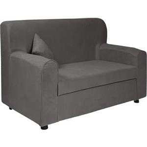 Dmora Divano Fisso 2 posti Baeza, Divano in Tessuto, Sofà lineare salvaspazio, Divano per Piccoli Appartamenti, 125x73h85 cm, Grigio