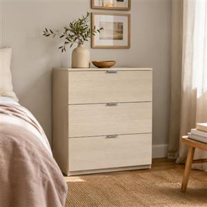 Dmora - Cassettiera Bridgeport, Settimanale moderna a 3 cassetti, Mobile Comò basso per camera da letto, Mobile Settimanale, 77x38h80 cm, Rovere