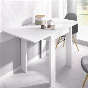 Dmora -Tavolo allungabile Comer, Consolle estensibile multiposizione,Tavolo consolle ausiliare pieghevole, 79/134x67h79 cm, Bianco
