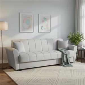 Dmora Divano Letto 3 Posti Lazaro 225x83 cm Grigio Chiaro Contenitore di Apertura Click-clack, Lavabile