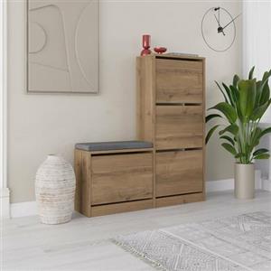 Dmora - Scarpiera Alpherg, Mobile portascarpe, Armadio da Ingresso Multiuso, Mobiletto per Calzature, 105x26 h119 cm, Quercia