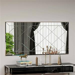 Dmora - Specchio Qamar, Specchiera, Articolo d'arredo a muro, Decorazione con specchio, 60x2h120 cm, Bianco
