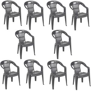Dmora Set di 10 sedie da Esterno Bisceglie, Seduta da Giardino, per Indoor o Outdoor, con braccioli e impilabile, Made in Italy, 56x55 h78 cm, Antracite