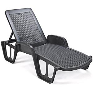 Dmora Lettino Prendisole Milano, Sdraio da Giardino Regolabile con braccioli, Lettino da Esterno, 100% Made in Italy, 192x71h100 cm, Antracite