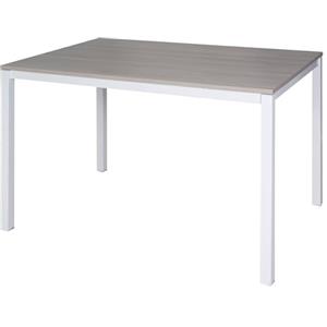 Dmora allungabile Alacuas, Pranzo Estensibile, Consolle Multiuso con allunghe, Tavolo in Metallo con ripiano in Laminato, Cm 130x85h76, Bianco e Olmo