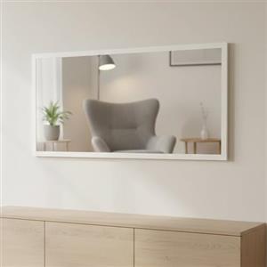 Dmora - Specchio Romeo, Specchio da bagno, 100% Made in Italy, cm 120x2h60, Bianco lucido