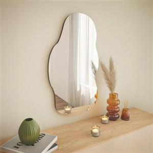 Dmora - Specchio Megrez, Specchiera, Articolo d'arredo a muro, Decorazione con specchio, 40x2h72 cm, Nero