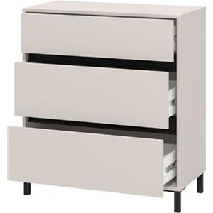 Dmora Cassettiera Chiketo 80x40x90h cm Beige 3 Cassetti Apertura Scorrevole, Chiusura Scorrevole