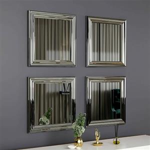 Dmora - Specchio Helion, Specchiera, Articolo d'arredo a muro, Decorazione con specchio, 40x3h40 cm, Argento