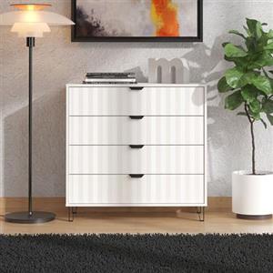 Dmora Cassettiera Chifusu 93x40x90h cm Bianco 4 Cassetti Apertura Scorrevole, Chiusura Scorrevole
