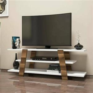 Dmora - Mobile Porta TV MIR, Credenza da Soggiorno, Armadio Basso per TV, Base Parete attrezzata, 120x34h42 cm, Noce e Bianco