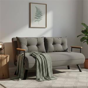 Dmora Divano Letto 2 Posti Merak 133x78 cm Grigio Scuro Contenitore Reclinabile, Braccioli