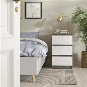 Dmora - Cassettiera Ameline, Settimino multiuso, Comò camera da letto, Mobile con cassetti, 50x40 h70 cm, Cemento e Bianco lucido