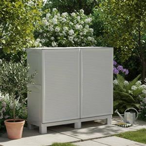 Dmora - Armadio da esterno Waremme, Mobile outdoor, Armadio balcone multiuso, Armadietto outdoor, 100% Made in Italy, Grigio chiaro, 100x39h92 cm