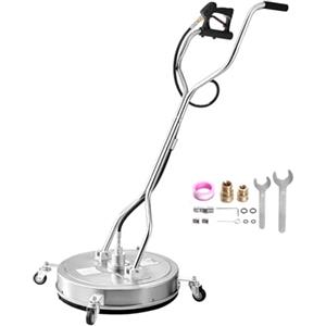 VEVOR Idropulitrice per Superfici in Acciaio Inossidabile con 4 Ruote, 275,8 Bar Max, Connettore Rapido da 3/8, 2 Ugelli a Spruzzo, Doppia Impugnatura, per Cemento, Patio, Marciapiede 550 mm