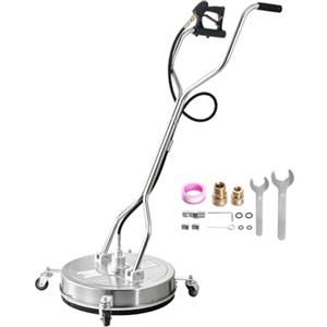 VEVOR Idropulitrice per Superfici in Acciaio Inossidabile con 4 Ruote, 275,8 Bar Max, Connettore Rapido da 3/8, 2 Ugelli di Spruzzo, Doppia Impugnatura, per Cemento, Patio, Marciapiede 535 mm