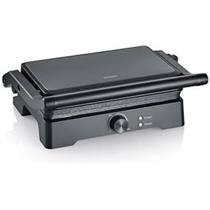 Severin MultiGrill XL, Piastra 3-in-1, in Ceramica, senza PFAS, 1800 W | Macchina per panini, max 230 °C, si riscalda in 4 minuti, griglia elettrica da interno, per hamburger e bistecche, nero, 2391