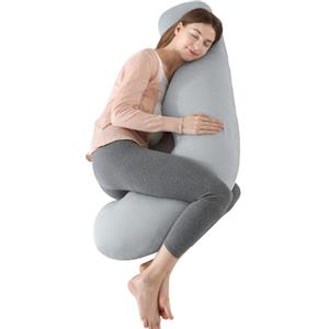 SHANNA Cuscino Gravidanza per Dormire, Cuscino Allattamento Neonato a Forma di U, 100% Cotone Cuscini per maternità e il Corpo Laterale con Federa Sfoderabile e Lavabile