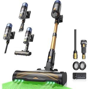 Proscenic P15+ Aspirapolvere Senza Fili 650W 70 Min 55Kpa Scopa Elettrica Senza Fili Potente Autonomia Asta Telescopica Regolabile Design Autoportante Tecnologia GreenEye per Pavimenti e Tappeti
