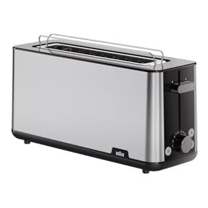 Braun Tostapane PurShine HT 1610 BK, fessura per pane da 25 cm, 8 livelli di doratura, funzione di riscaldamento e scongelamento, inserto per panini, scomparto briciole, 1030 W, nero