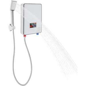 KumuJ 6500 W, scaldabagno elettrico ad acqua calda 220 V, set doccia digitale con kit doccia da 30 a 55 °C, riscaldamento istantaneo, senza serbatoio, regolazione costante della temperatura per cucina e