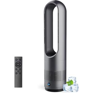 Generic Termoventilatore Senza Pale Torre Calda Fredda Telecomando 8velocità Timer Ore oscillante 18 80°Display LED purificatore d'Aria Portatile ventilatori circolari