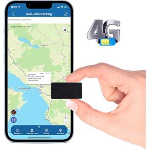 TKMARS Micro 4G Localizzatore GPS, Spia GPS portatile senza abbonamento, localizzatore di tracciamento in tempo reale con app, custodia posteriore magnetica, varie di avviso per Auto Bambini Anziani
