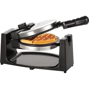 bella Macchina per Waffle Belgi Girevole con Piastre Antiaderenti, Vassoio di Raccoglimento Rimovibile, Controllo Regolabile della Doratura e Maniglie Cool Touch, Acciaio Inossidabile