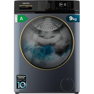 Cecotec Lavatrice Carica Frontale 9kg Bolero Dresscode 9610 Inverter Blue Ice A. 2000W, 1400 Giri/Min, Funzione Vapore, Motore Inverter Plus, 15 Programmi, Ottimizza Livello Acqua, Display LCD