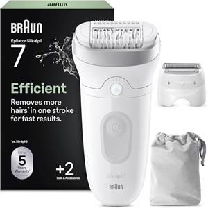 Braun Silk-épil 7 Depilatore Donna, Epilatore Elettrico Donna Con Testina Ampia Per Una Epilazione Semplice, Wet & Dry, Pelle Liscia a Lungo, 7-041, Bianco/Argento