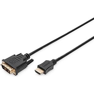 DIGITUS Cavo adattatore HDMI - Tipo A a DVI-D (18+1) - Full HD - 2 m - Single Link - Compatibile con PC, monitor, proiettore - Polybag - Nero