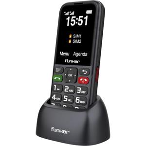 Funker C180 - Telefono cellulare 4G per anziani e uso domestico, tasti grandi, schermo 2,4, base di ricarica, batteria 1800 mAh, tasti Easy, audio alto Voice HD, nero