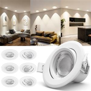 Aigostar Faretti LED Incasso 5W 370LM 4000K 70-75mm 6pz Bianco Naturale | Equivalente 53W Alogena/ 30° Inclinazione/ CRI>80/ Carcassa PBT Ignifuga/ 220-240V Nessun Trasformatore Necessario