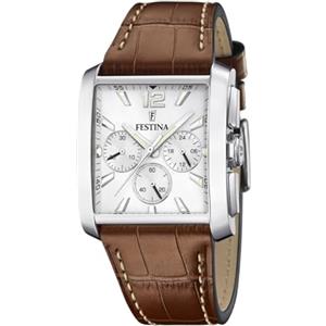 Festina Orologio Uomo Analogico con Cinturino in Pelle Marrone - Movimento al Quarzo - Cronografo - Vetro Minerale ad Alta Resistenza - Impermeabile 5 ATM - Elegante F20636/1 On the Square