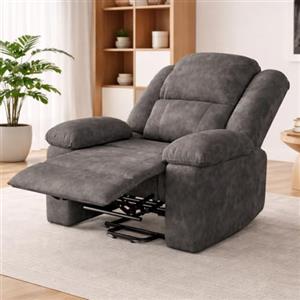 KOOPMAD Poltrona massaggiante elettrica con supporto per alzarsi, poltrona relax con funzione reclinabile, 160°, funzione di riscaldamento e funzione sdraiata, divano singolo, poltrona per TV, anziani