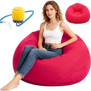 Wapasezyar Poltrona gonfiabile, divano gonfiabile per interni, 105 x 105 x 60 cm, divano ad aria Lazy per soggiorno, sdraio, camera da letto, poltrona gonfiabile per adulti (rosso)