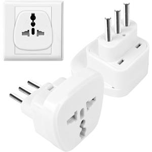 Jonuin 2 pezzi Adattatore da Viaggio da Mondo a Italia, 2500W Adattatore Presa Inglese a Spina Italiana, 250 V Convertitore Da UK USA a Spina 12A Italiana, Spillo a Tre Vie Britannico (Bianco) (2 PCS)