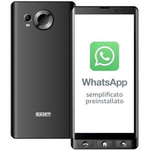SAIET - Cellulare Smart Senior STS600 MAX Per Anziani 4G e Bluetooth - Tasti e Lettere Grandi - Custodia Protettiva Inclusa - Smartphone con Whatsapp e SOS