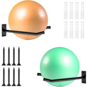 Generic Confezione da 2 supporti per palla da ginnastica in metallo per montaggio a | Palline mediche e yoga, palestra e uso domestico, organizer per attrezzi da fitness, compatibile con garage