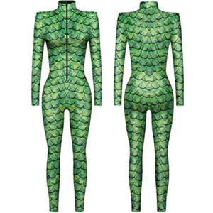 Celanisai Costume di carnevale per uomo e donna, con motivo di serpente, tuta per cosplay, body con scheletro, stampa digitale, monopezzo, per feste, club, carnevale