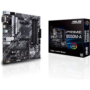 ASUS PRIME B550M-A, Scheda Madre AMD mATX, Slot DDR4, Nera | Socket Ryzen AM4, Dual M.2, PCIe 4.0, 1 Gb Lan, HDMI/D-Sub/DVI, SATA 6 Gbps, USB 3.2-A Gen 2 , Connettori RGB Aura Sync