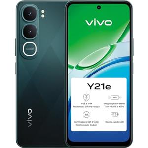 vivo Y21e, smartphone 4 GB di RAM + 128 GB ROM, fotocamera principale da 50 MP, 6,68" HD+ 90 Hz, batteria da 5200 mAh, ricarica rapida 44 W, IP68 e IP69, doppio altoparlante, doppia SIM,NFC