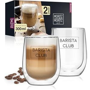 Moritz & Moritz Barista 2 bicchieri da caffè a doppia parete da 300 ml - Bicchieri a doppia parete per caffè, tè o dessert, lavabili in lavastoviglie