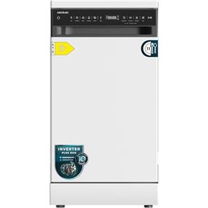 Cecotec Lavastoviglie Libera Installazione 45 cm Bolero Aguazero 4360. 11 Coperti, 6 Programmi, Classe D, Inverter Plus Duo, Pannello Touch, Super Dry, Save+, AutoClean, Delay Start, Bianca